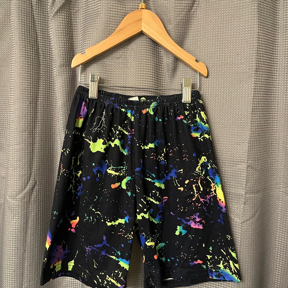 Black Artistic Splatter Shorts with Elastic Waistband
